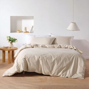 Linen House Tyra Flannelette Quilt Cover Set Taupe