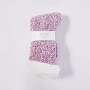 Sash & Rose Women's Sherpa Lined Chenille Sock Lilac