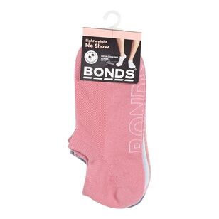 Bonds Women's Logo Light No Show Sock 4 Pack Pink & Grey