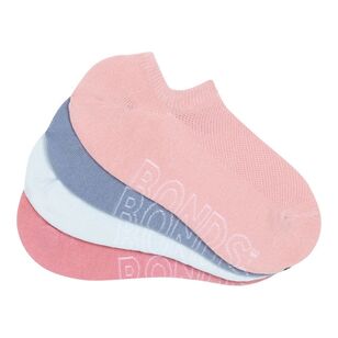 Bonds Women's Logo Light No Show Sock 4 Pack Pink & Grey