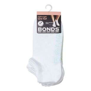 Bonds Women's Logo Light Low Cut Sock 4 Pack White