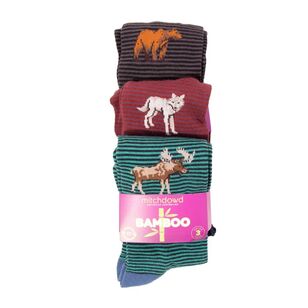Mitch Dowd Men's Animal Stripe Bamboo Crew Sock 3 Pack Multicoloured Stripe 8 - 13