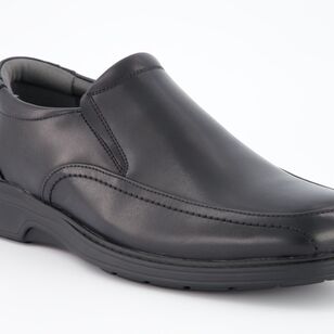 Slatters Men's Sulphur Leather Slip On Shoe Black