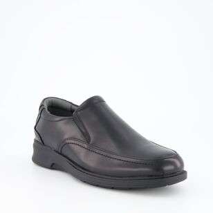 Slatters Men's Sulphur Leather Slip On Shoe Black