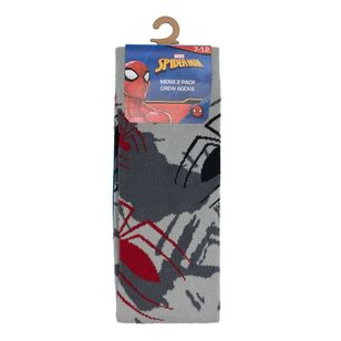 Rio Licensed Spiderman Crew Sock 2 Pack Blue & Grey 8-11