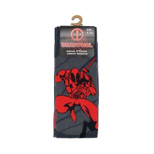 Rio Licensed Deadpool Crew Sock 2 Pack Grey 8-11