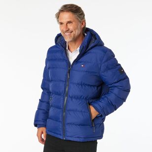 Tommy Hilfiger Men's Classic Performance Hooded Puffer Jacket Royal Blue