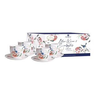 Ashdene Blue Wren & Eucalyptus 4-Piece Cup & Saucer Set
