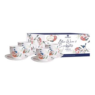 Ashdene Blue Wren & Eucalyptus 4-Piece Cup & Saucer Set