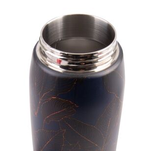 Oasis Double Wall Stainless Steel Insulated 780 mL Sports Bottle With Sipper Straw Navy Leaves
