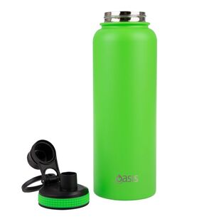 Oasis Double Wall Stainless Steel Insulated 1.1 L Challenger Sports Bottle With Screw Cap Neon Green