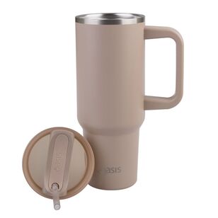 Oasis Commuter Stainless Steel Double Wall Insulated 1.2 Litre Travel Tumbler Latte