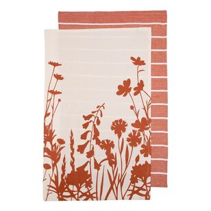 Ladelle Sanctuary Tea Towel 2 Pack Floral Terra