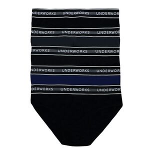 Underworks Men's Brief 5 Pack Black Charcoal Navy | Harris Scarfe