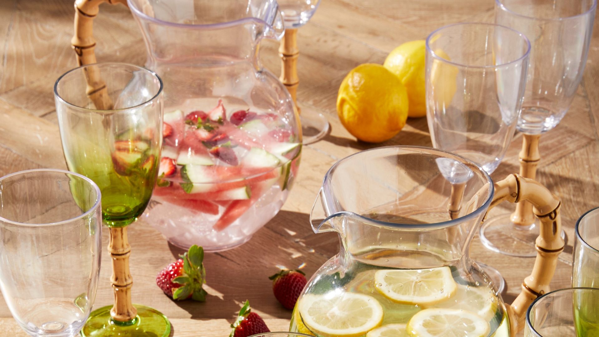Clear glass drinkware for casual summer dining